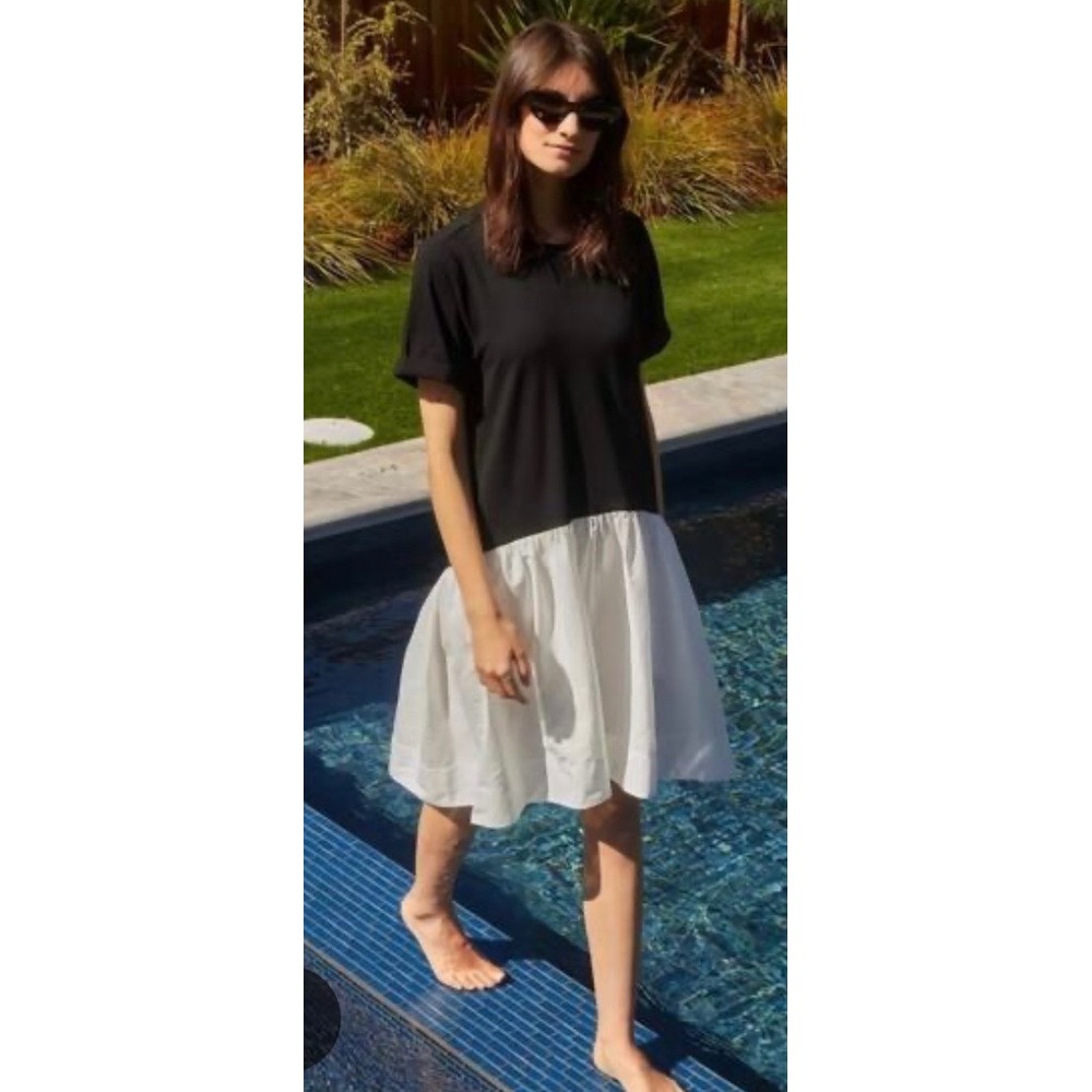 Ruti The Zero Effort Dress Black White Colorblock Midi Size L/XL